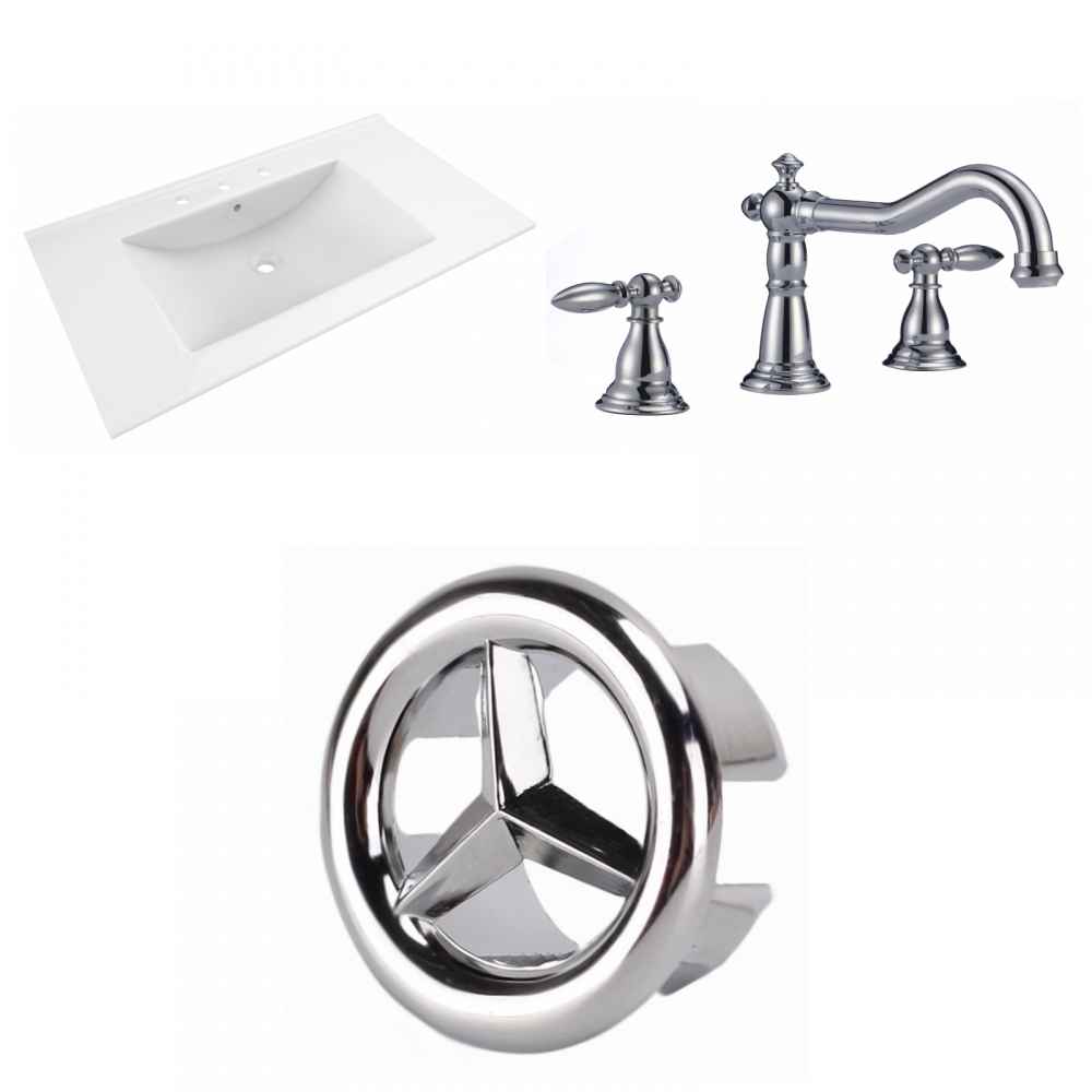 35.5-in. W 3H8-in. Ceramic Top Set In White Color