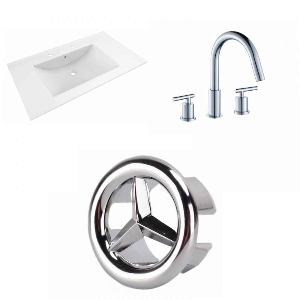 35.5-in. W 3H8-in. Ceramic Top Set In White Color