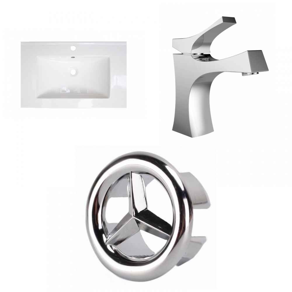 23.75-in. W 1 Hole Ceramic Top Set In White Color