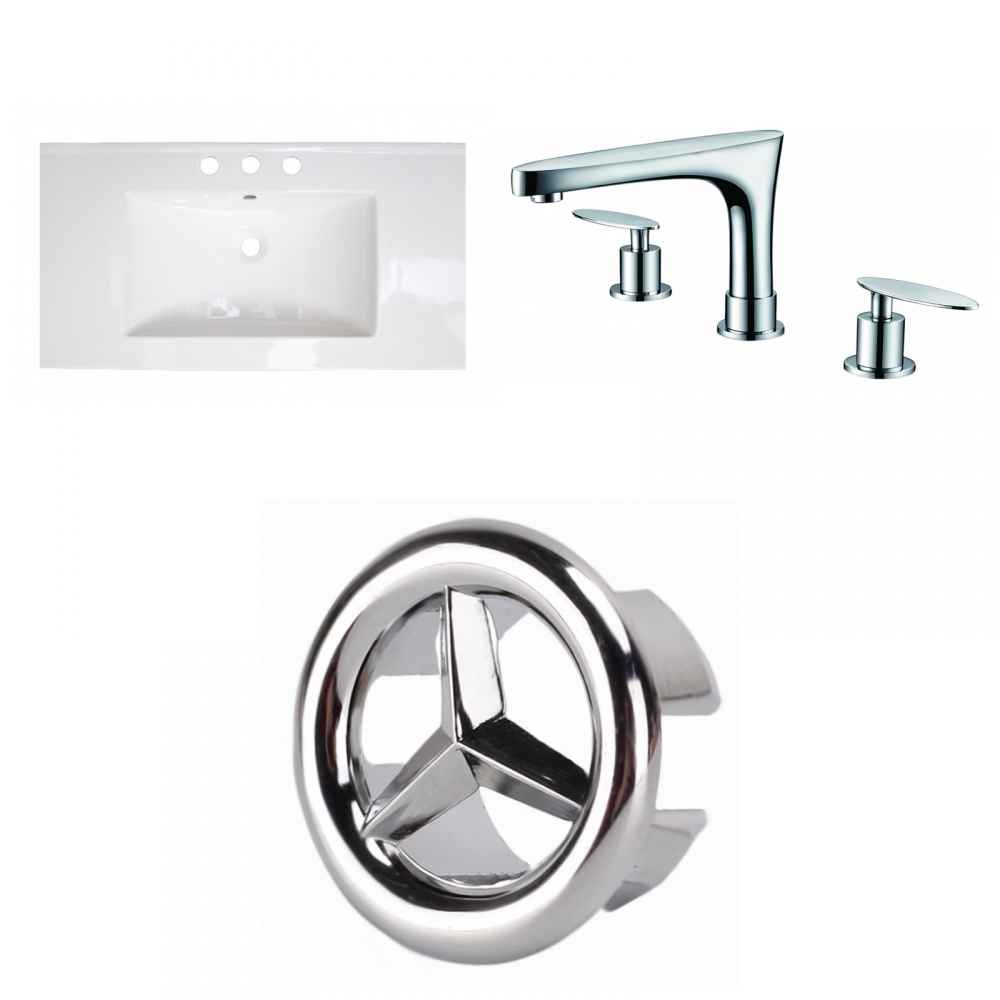 32-in. W 3H8-in. Ceramic Top Set In White Color
