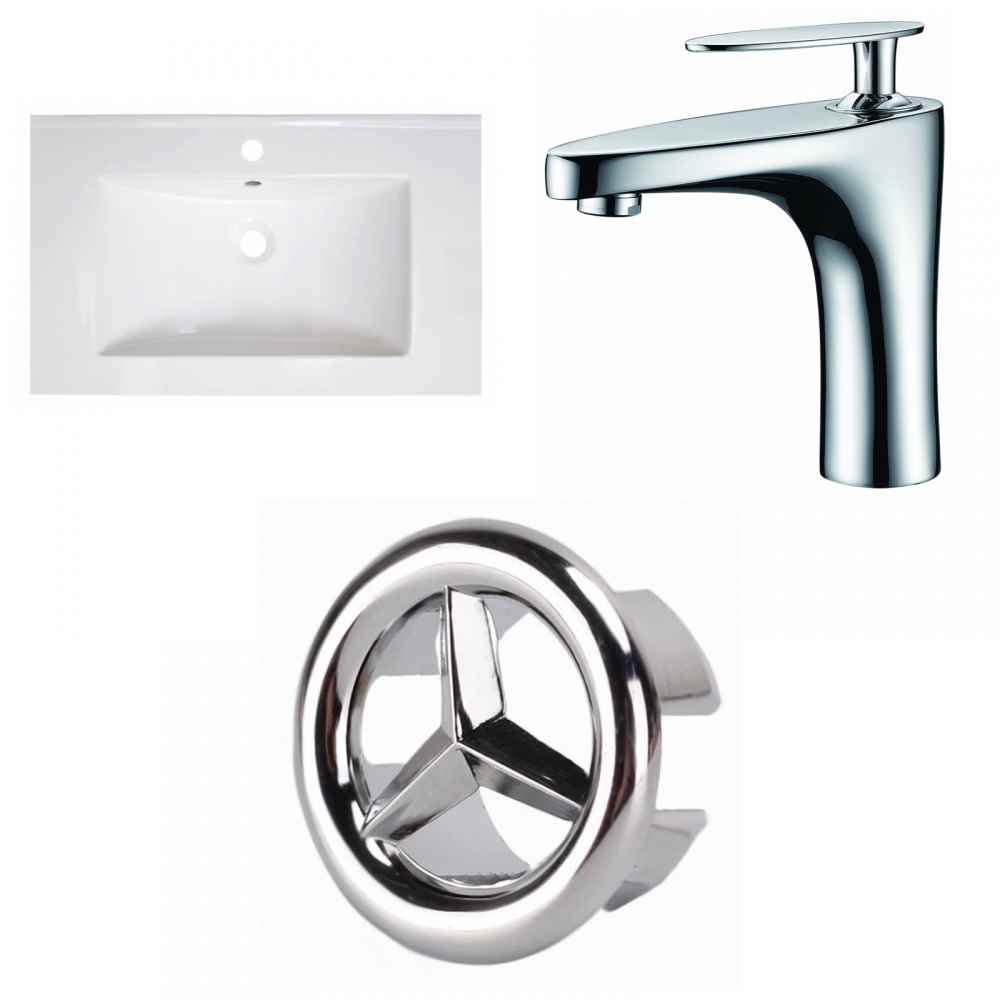 30-in. W 1 Hole Ceramic Top Set In White Color