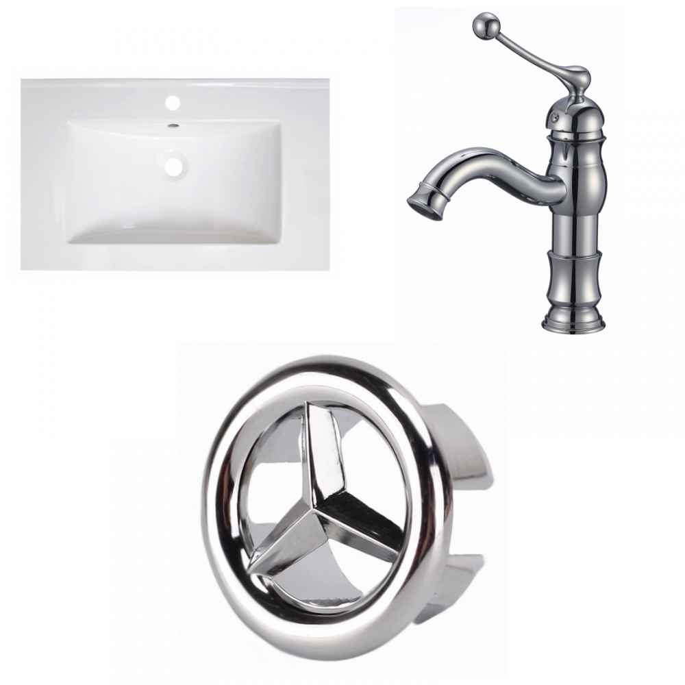 30-in. W 1 Hole Ceramic Top Set In White Color