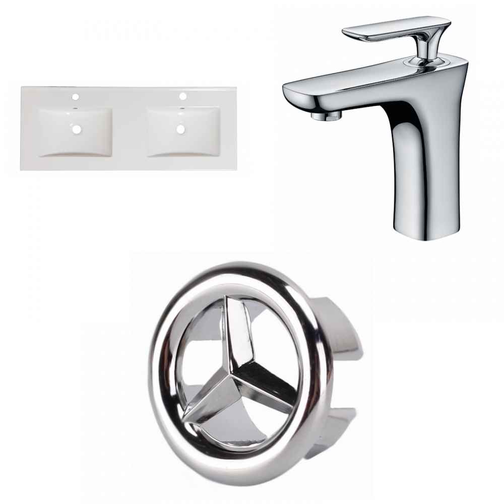 48-in. W 1 Hole Ceramic Top Set In White Color