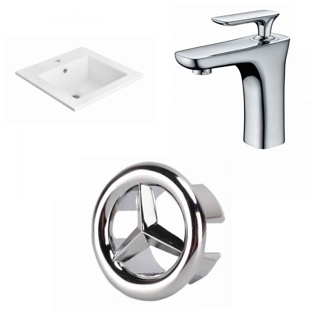 21-in. W 1 Hole Ceramic Top Set In White Color