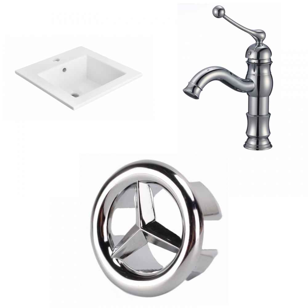 21-in. W 1 Hole Ceramic Top Set In White Color