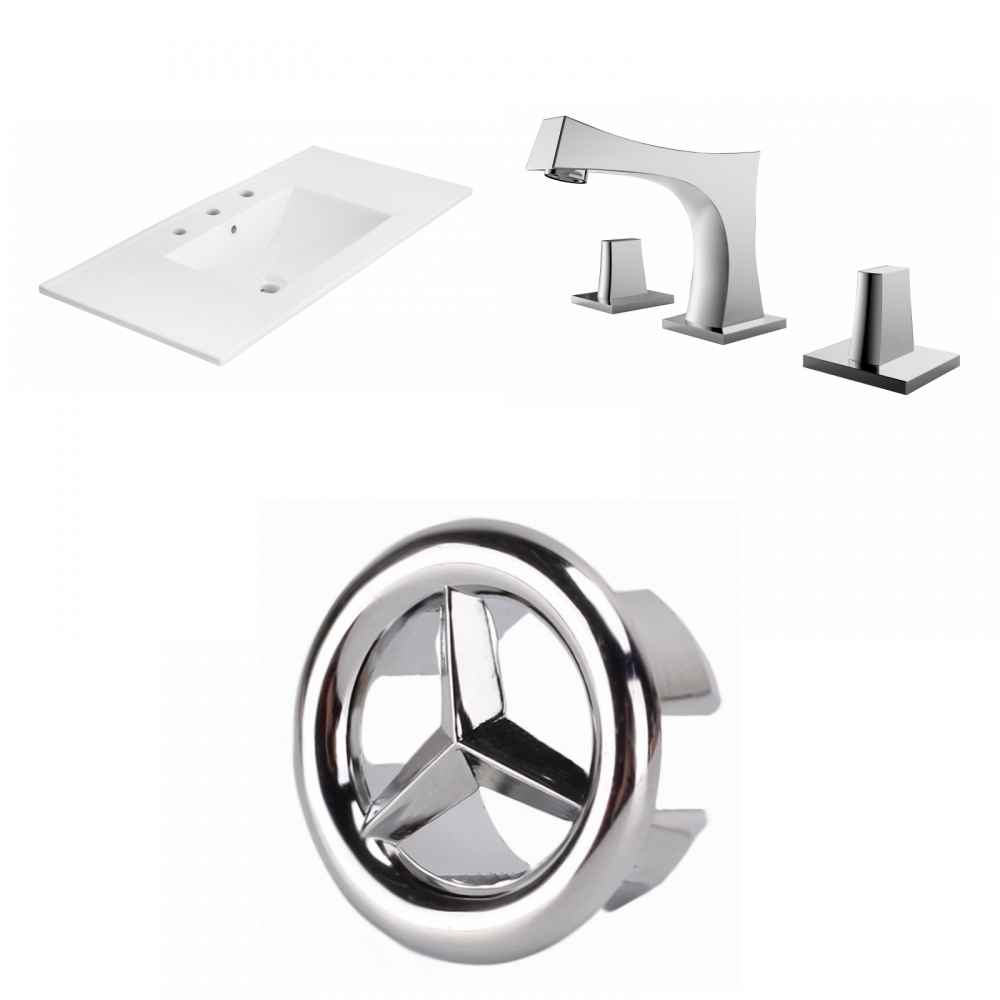 35.5-in. W 3H8-in. Ceramic Top Set In White Color