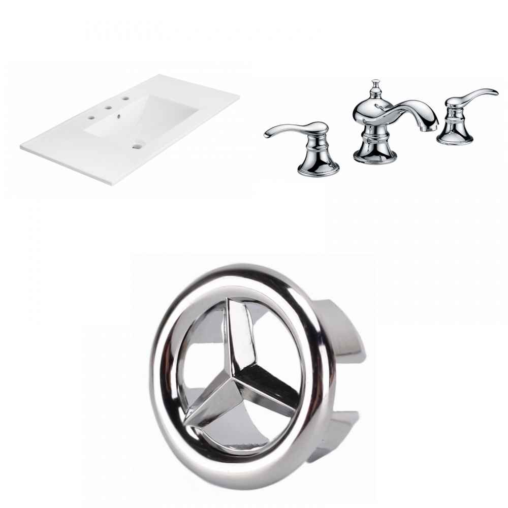 35.5-in. W 3H8-in. Ceramic Top Set In White Color