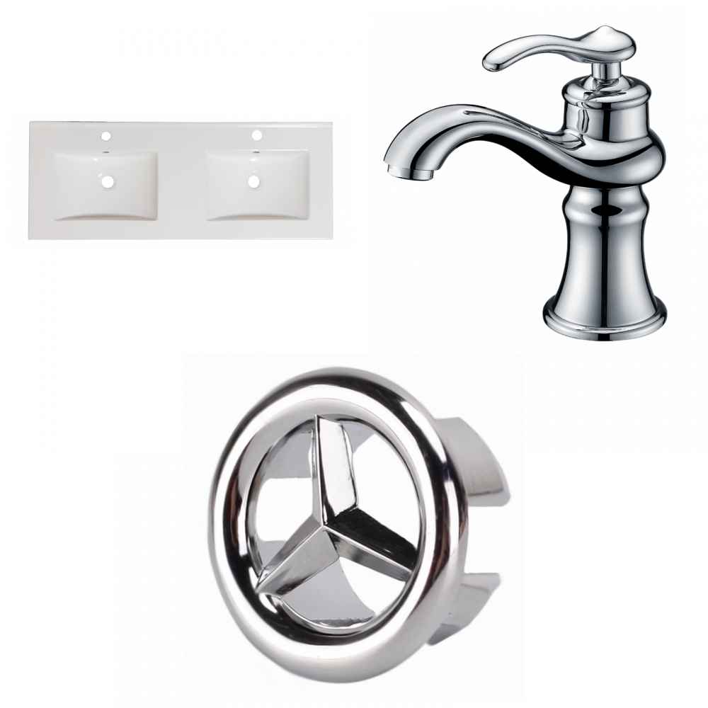 59-in. W 1 Hole Ceramic Top Set In White Color