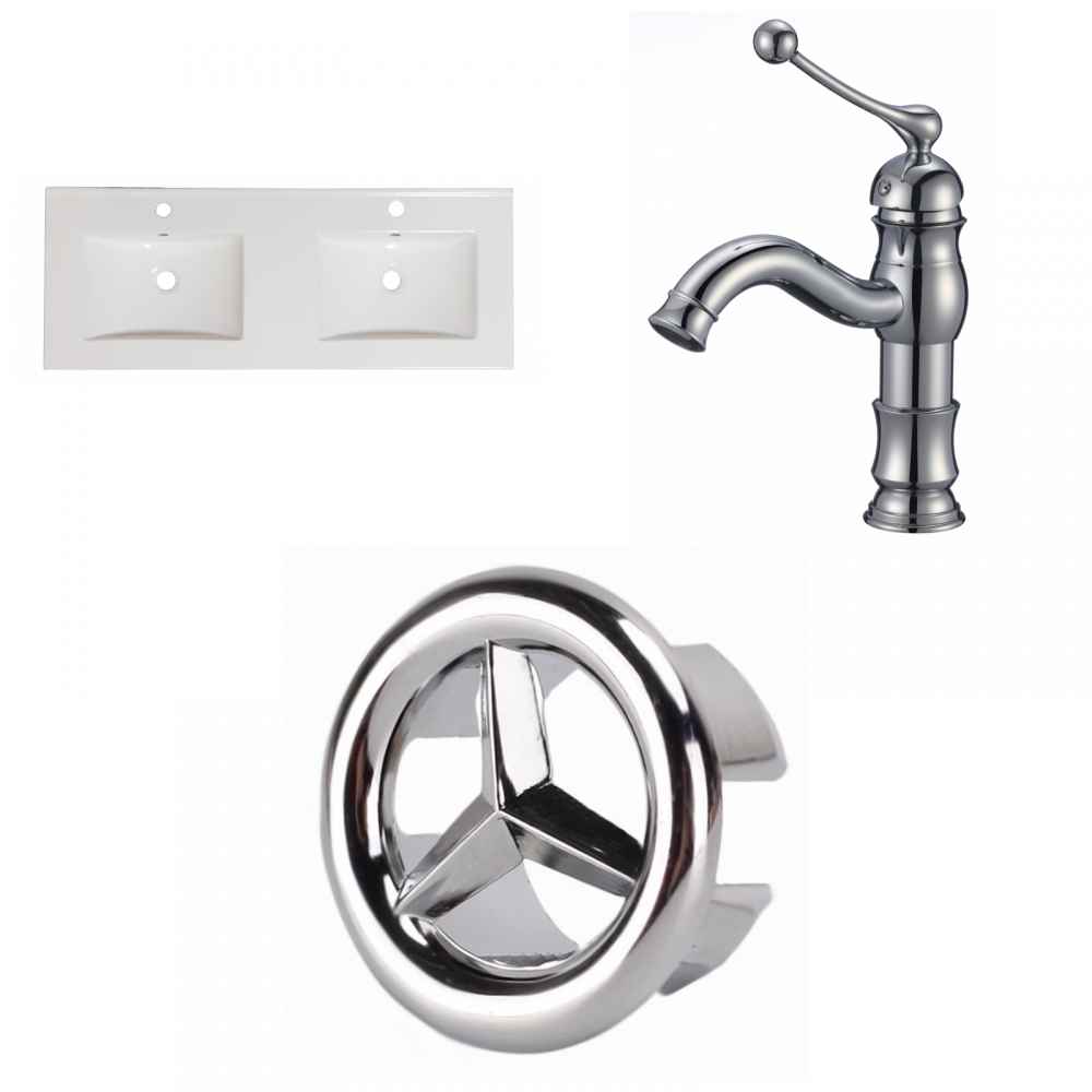 59-in. W 1 Hole Ceramic Top Set In White Color