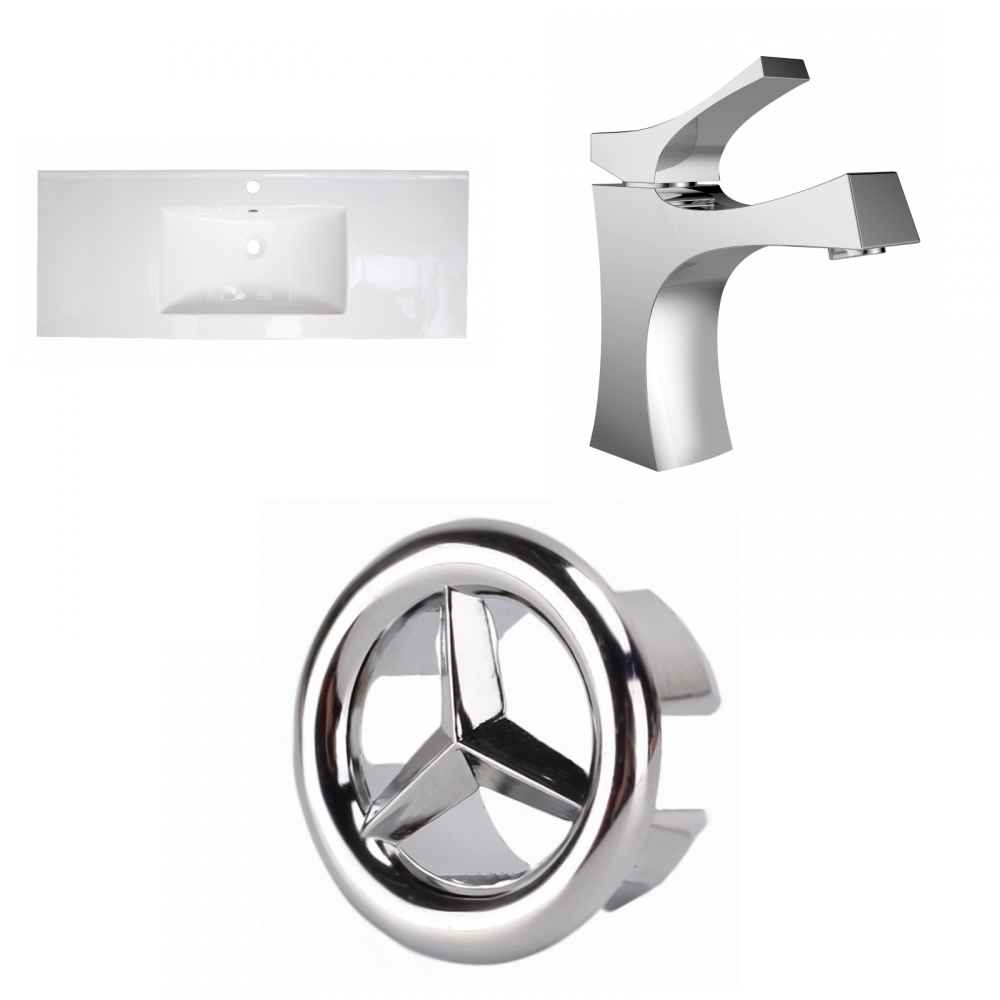39.75-in. W 1 Hole Ceramic Top Set In White Color