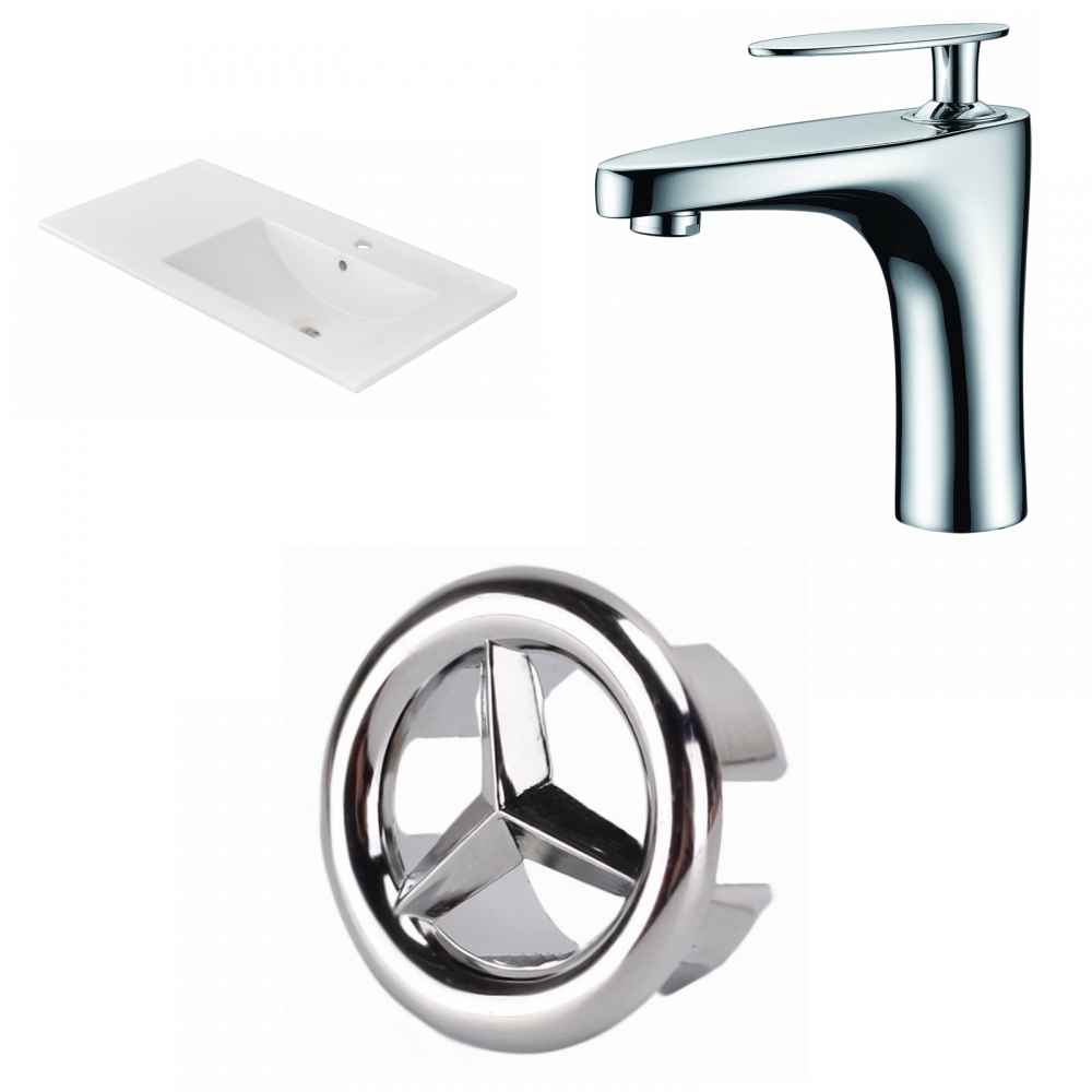 35.5-in. W 1 Hole Ceramic Top Set In White Color