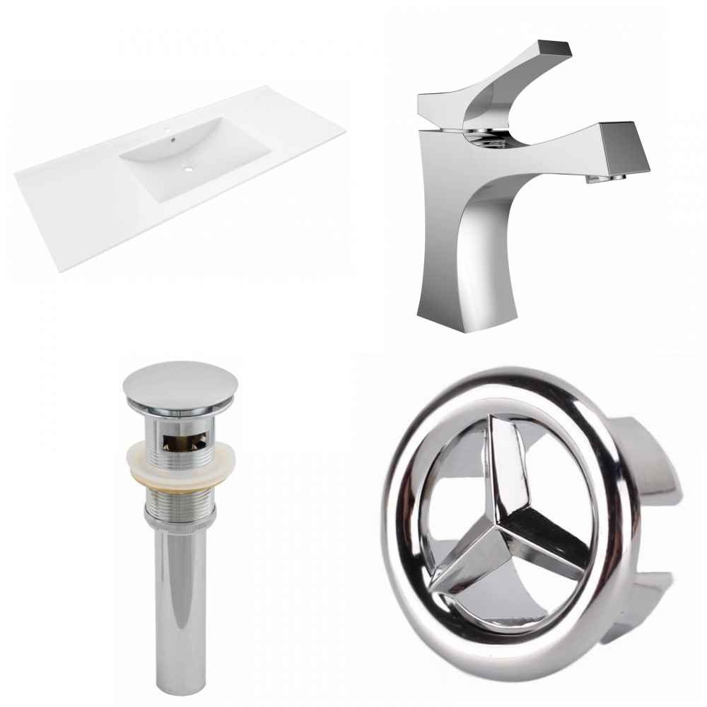 48-in. W 1 Hole Ceramic Top Set In White Color - Overflow Drain Incl.
