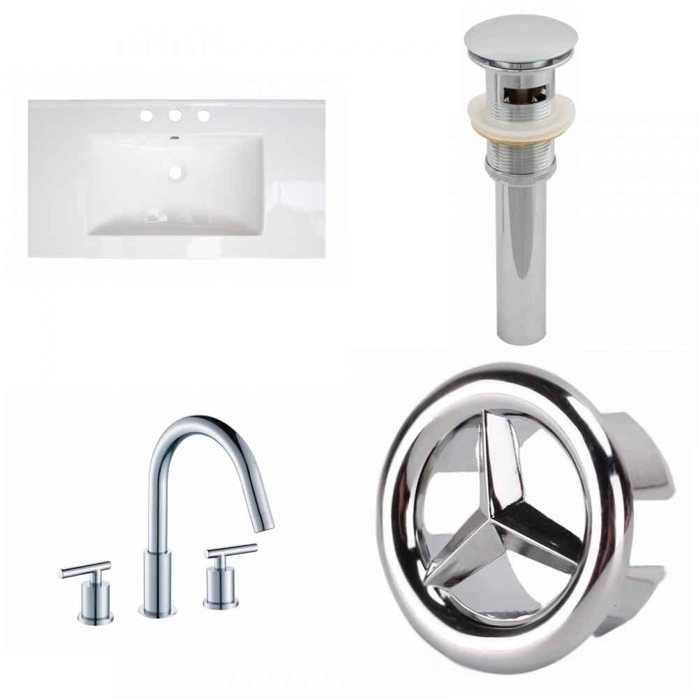 32-in. W 3H8-in. Ceramic Top Set In White Color - Overflow Drain Incl.