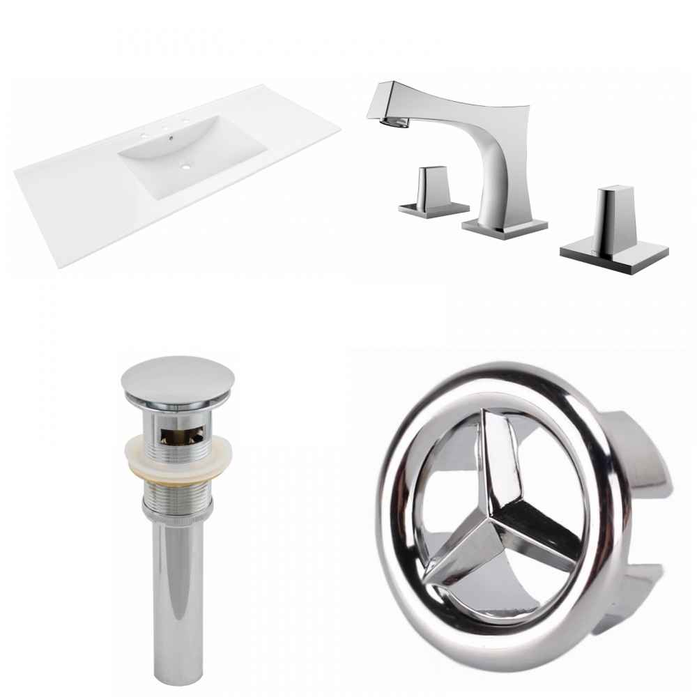 48-in. W 3H8-in. Ceramic Top Set In White Color - Overflow Drain Incl.