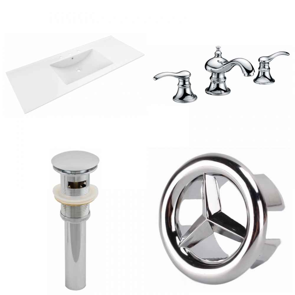48-in. W 3H8-in. Ceramic Top Set In White Color - Overflow Drain Incl.