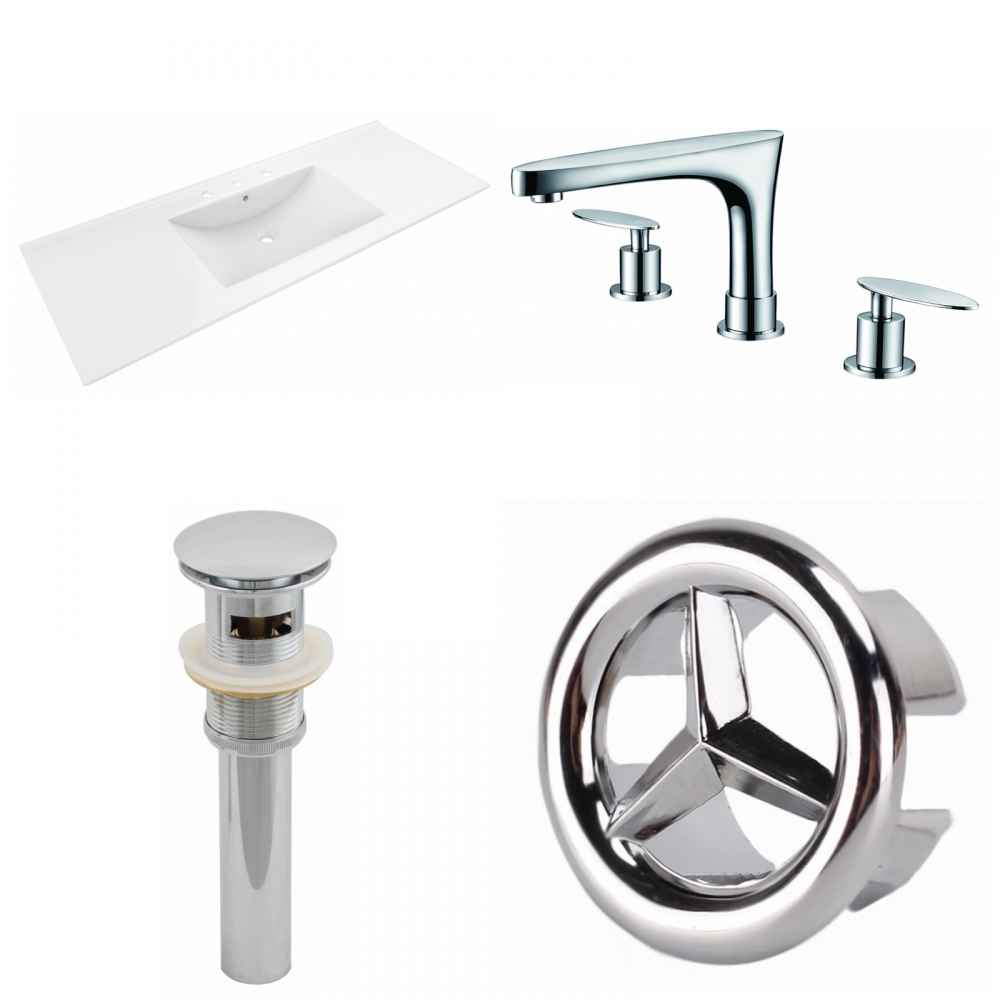 48-in. W 3H8-in. Ceramic Top Set In White Color - Overflow Drain Incl.