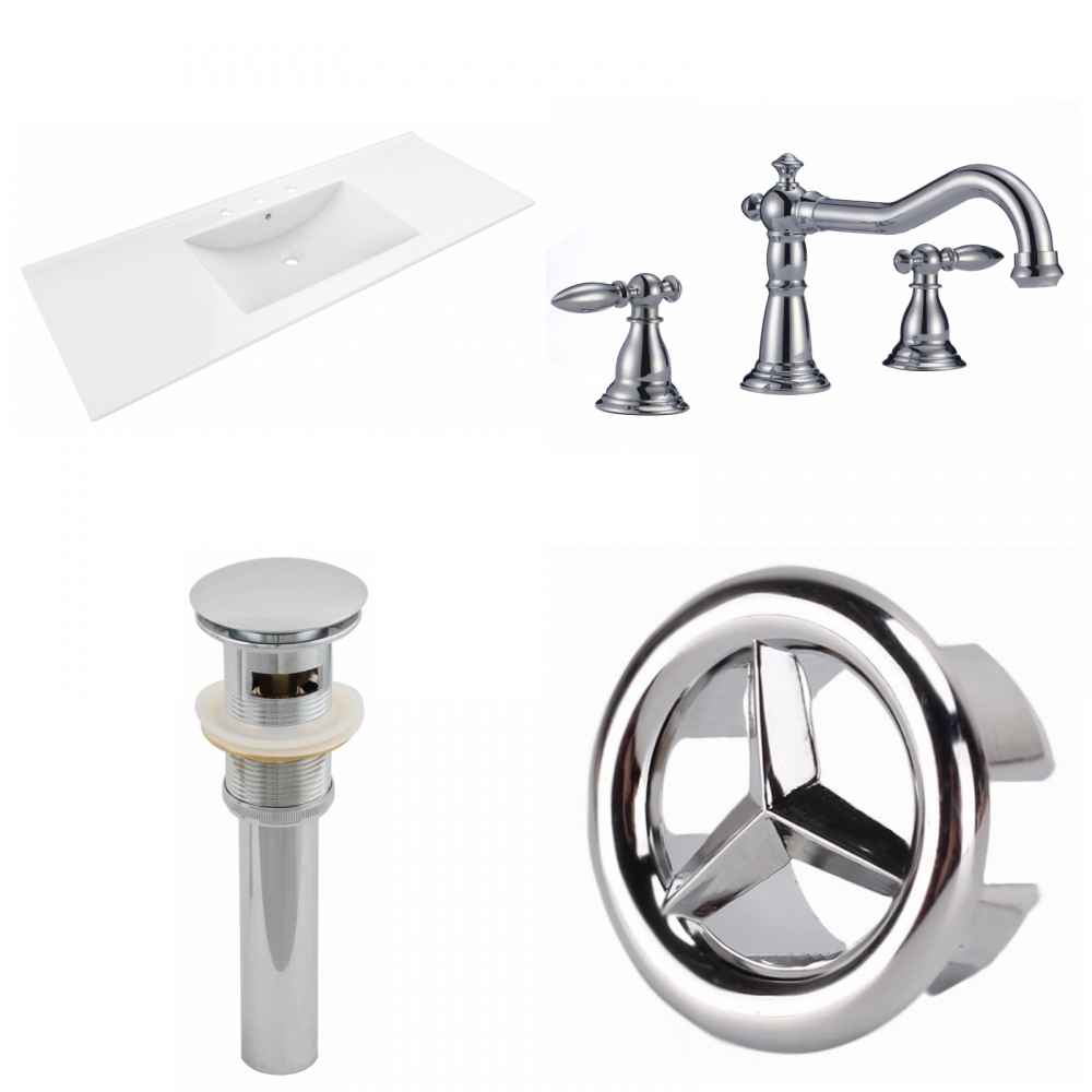 48-in. W 3H8-in. Ceramic Top Set In White Color - Overflow Drain Incl.
