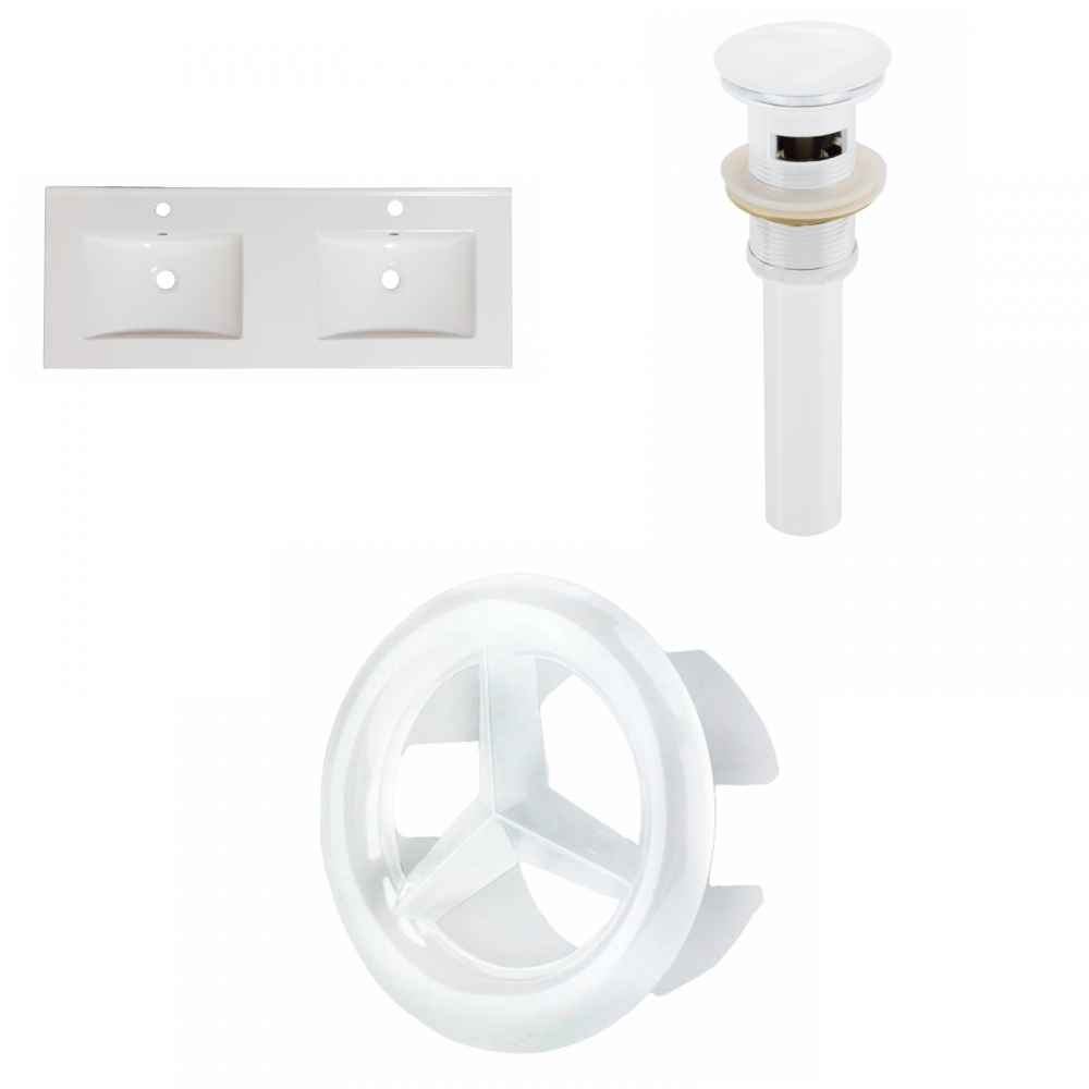 48-in. W 1 Hole Ceramic Top Set In White Color - Overflow Drain Incl.