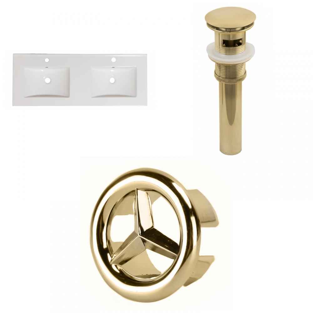 48-in. W 1 Hole Ceramic Top Set In White Color - Overflow Drain Incl.