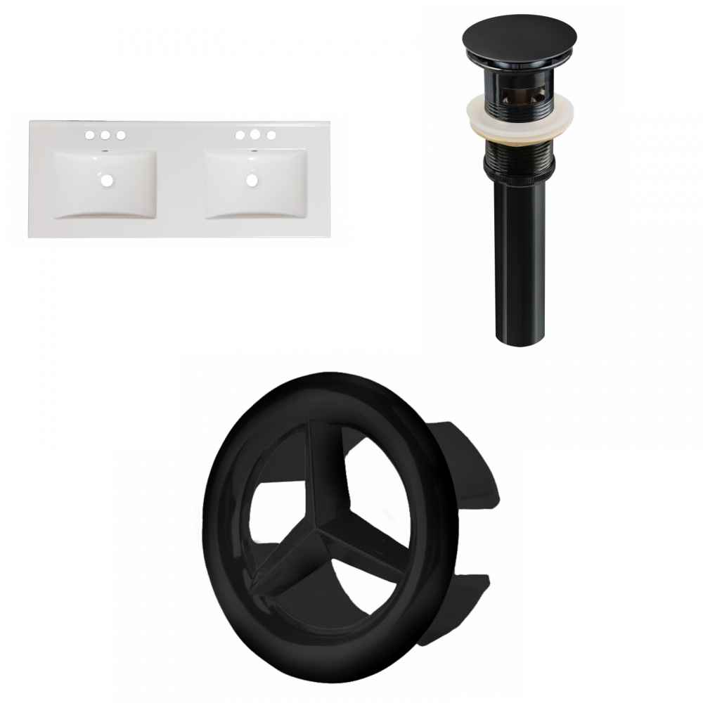 48-in. W 3H4-in. Ceramic Top Set In White Color - Overflow Drain Incl.
