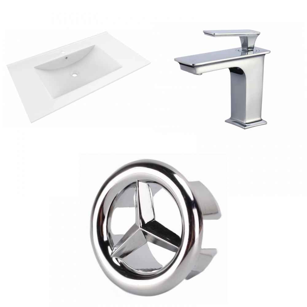 35.5-in. W 1 Hole Ceramic Top Set In White Color