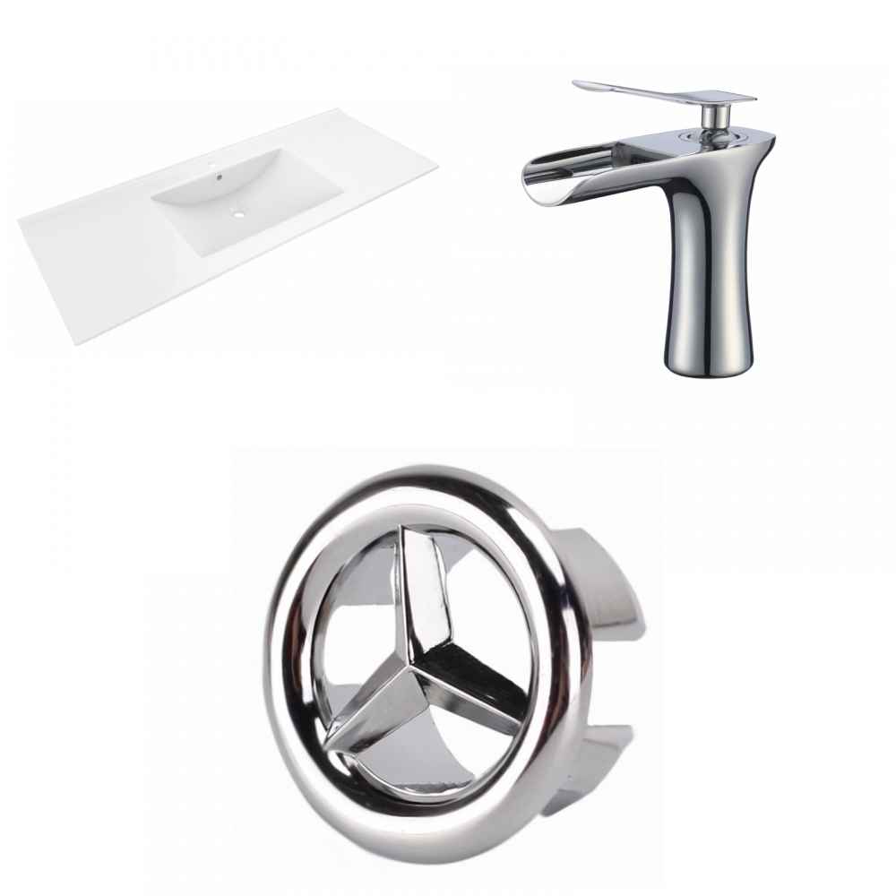 48-in. W 1 Hole Ceramic Top Set In White Color