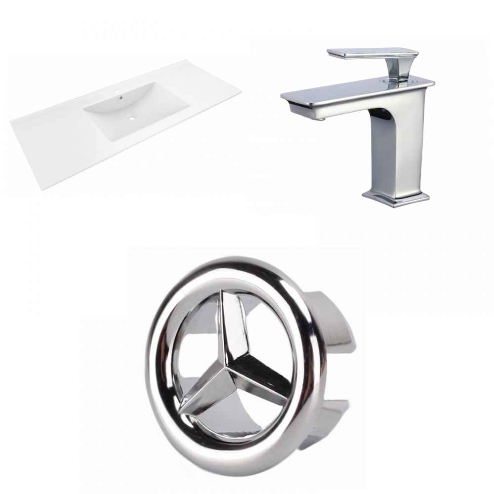 48-in. W 1 Hole Ceramic Top Set In White Color