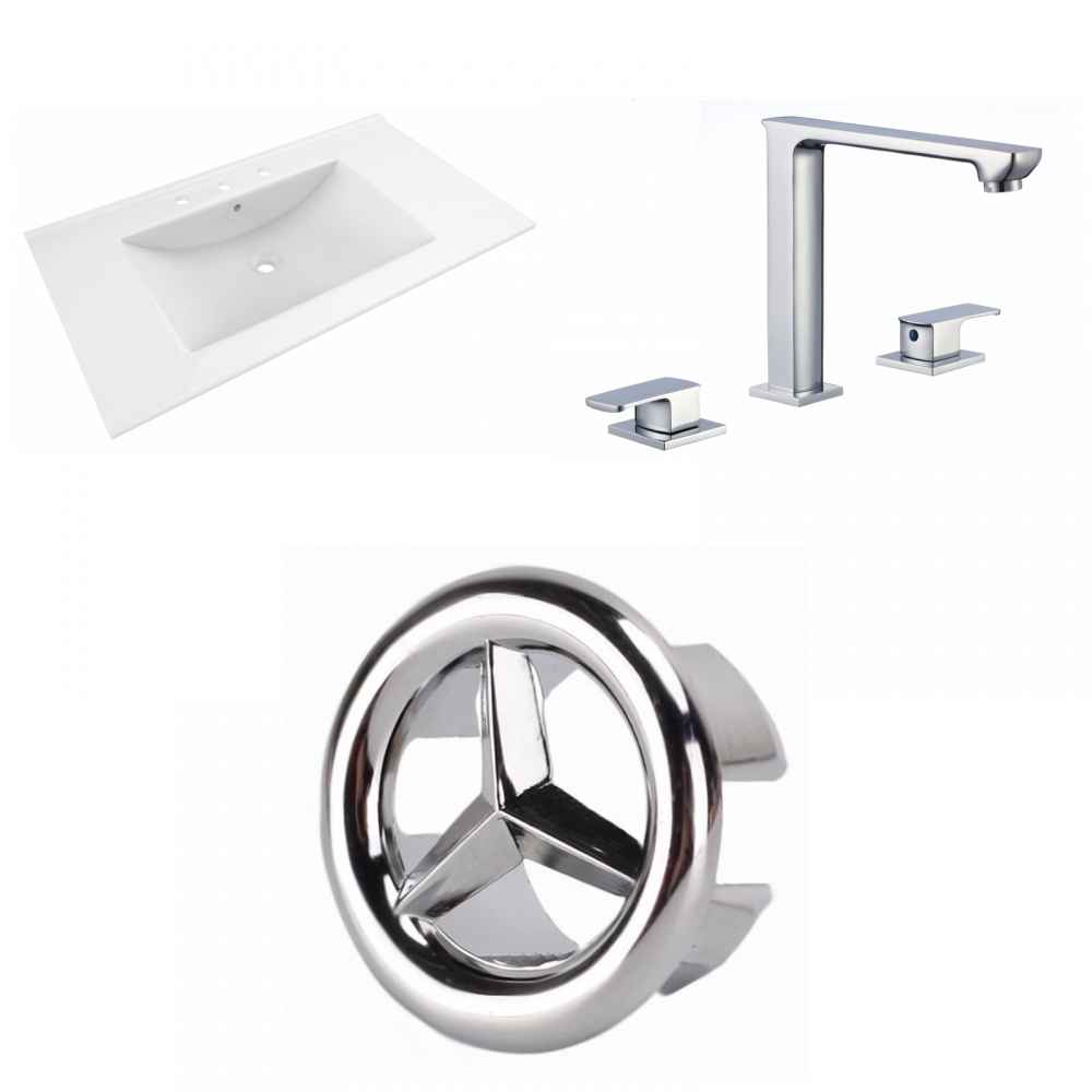 35.5-in. W 3H8-in. Ceramic Top Set In White Color