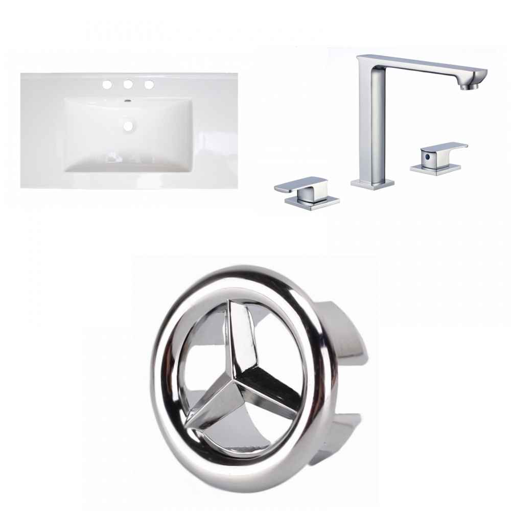 32-in. W 3H8-in. Ceramic Top Set In White Color