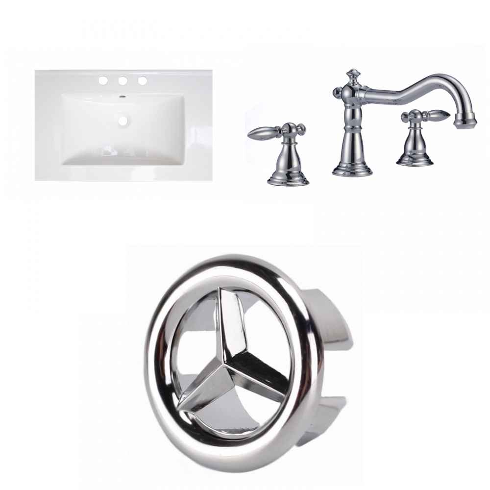 24.25-in. W 3H8-in. Ceramic Top Set In White Color