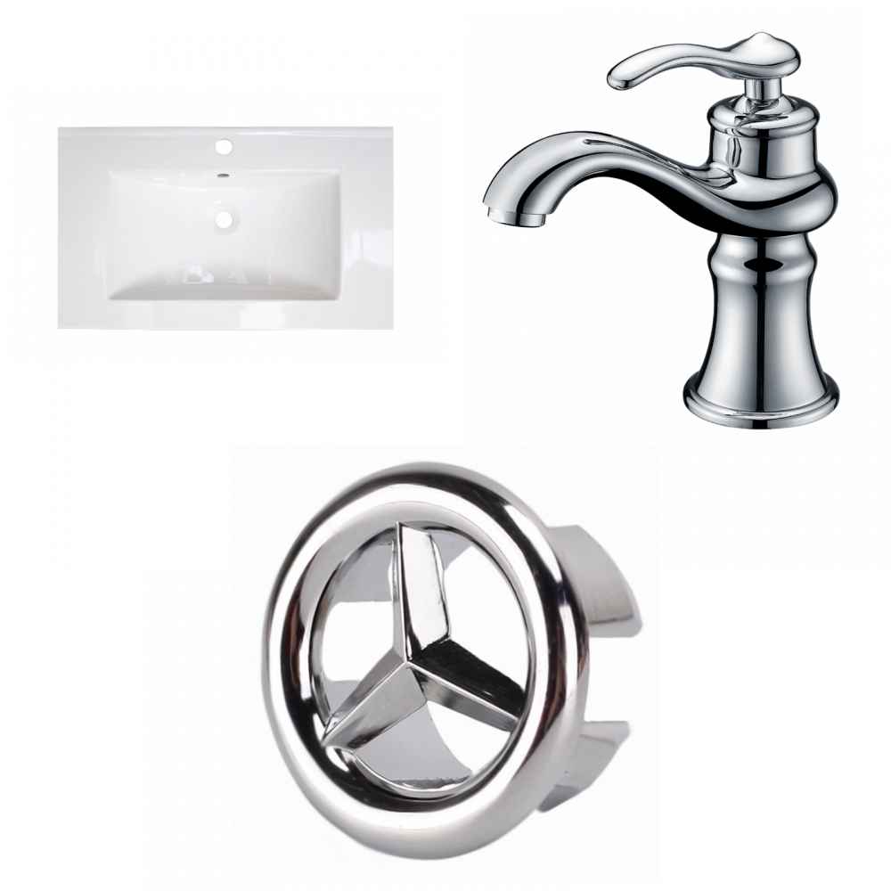 32-in. W 1 Hole Ceramic Top Set In White Color