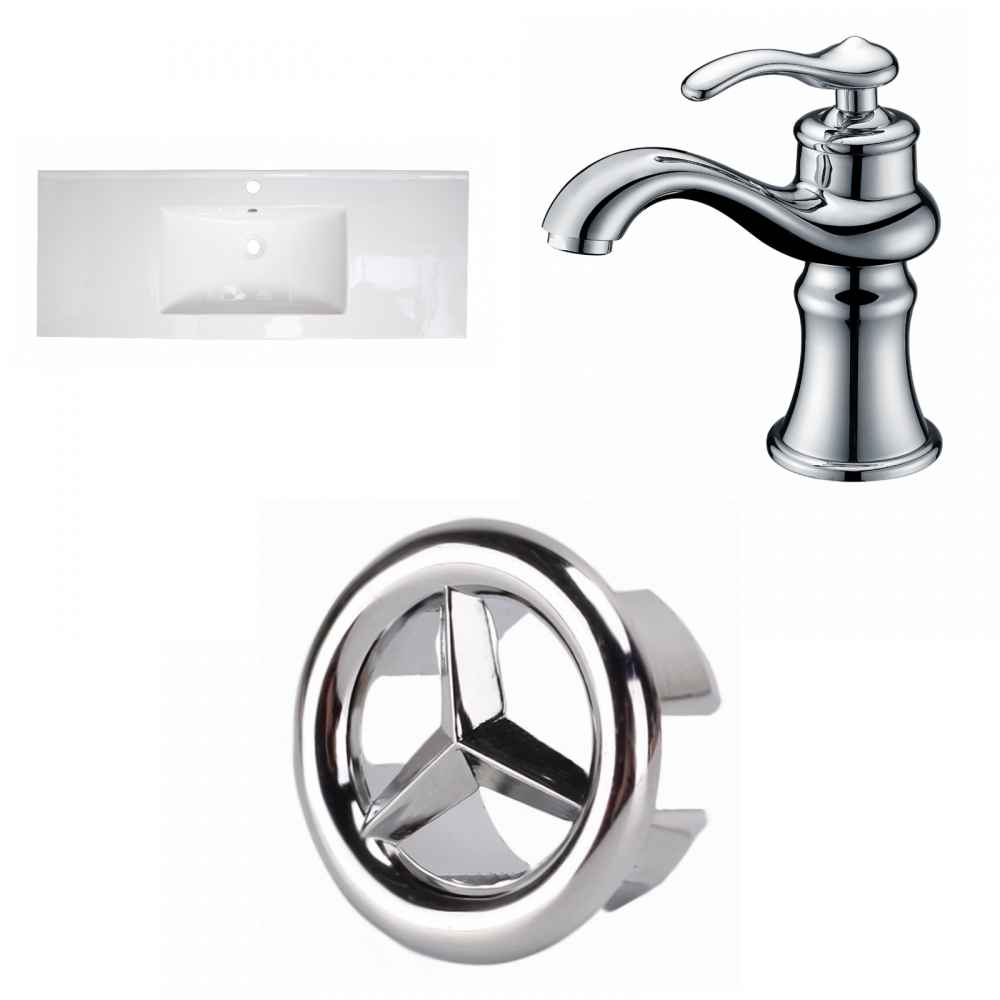 48-in. W 1 Hole Ceramic Top Set In White Color