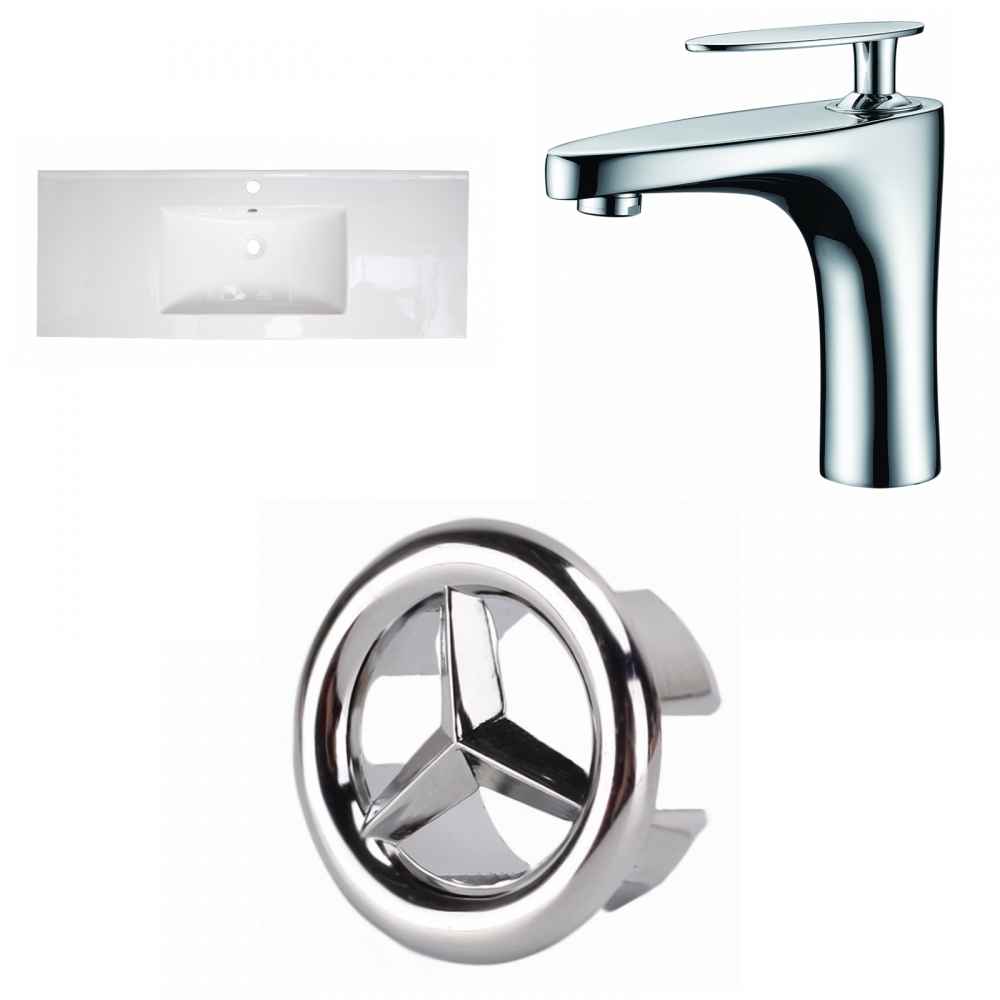 48-in. W 1 Hole Ceramic Top Set In White Color
