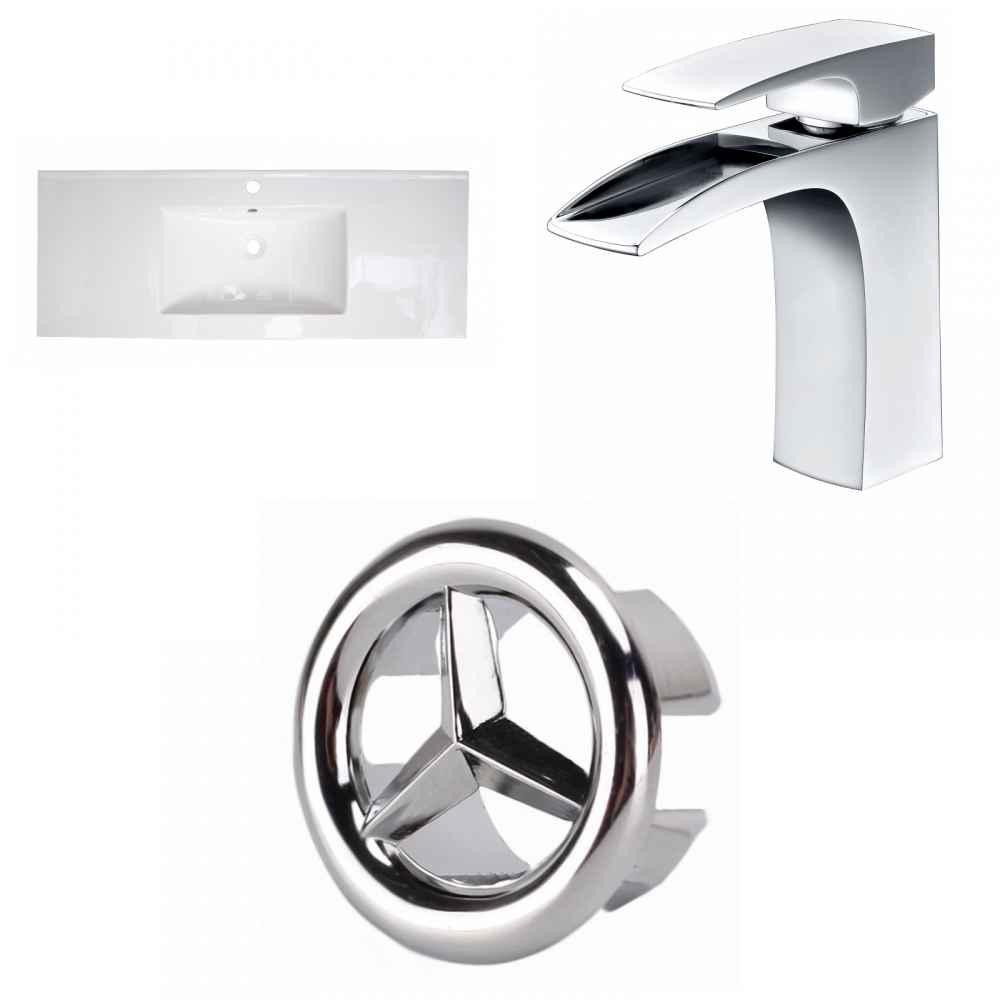 48-in. W 1 Hole Ceramic Top Set In White Color