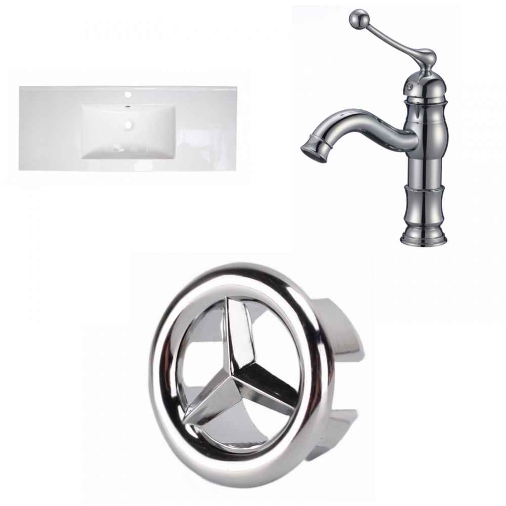 48-in. W 1 Hole Ceramic Top Set In White Color