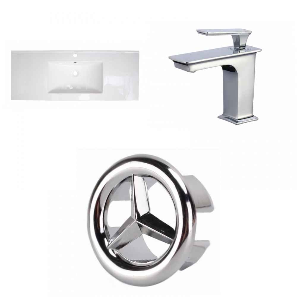 48-in. W 1 Hole Ceramic Top Set In White Color