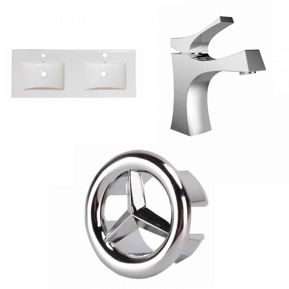 48-in. W 1 Hole Ceramic Top Set In White Color