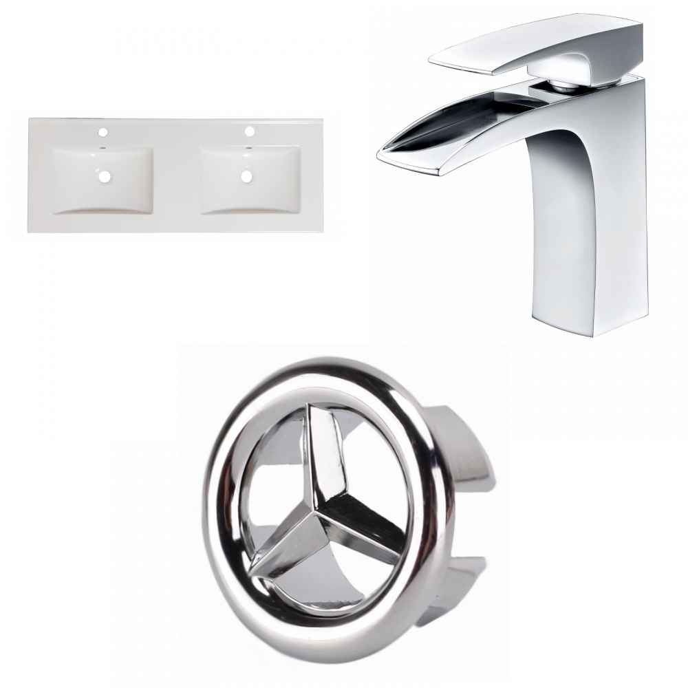 48-in. W 1 Hole Ceramic Top Set In White Color