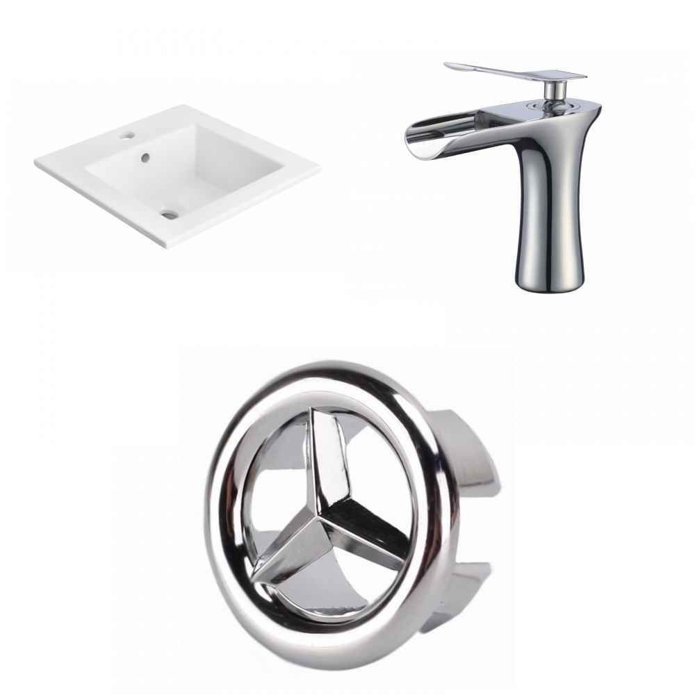 21-in. W 1 Hole Ceramic Top Set In White Color