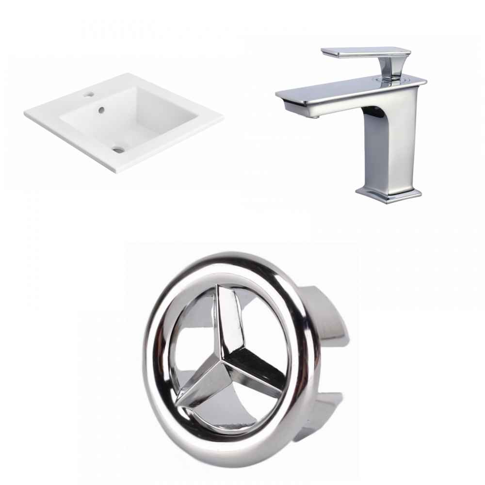 21-in. W 1 Hole Ceramic Top Set In White Color