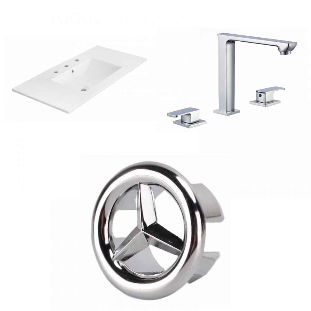 35.5-in. W 3H8-in. Ceramic Top Set In White Color