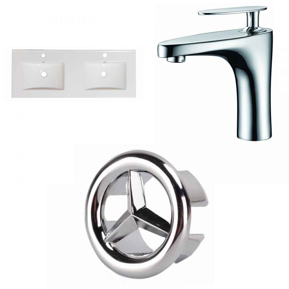 59-in. W 1 Hole Ceramic Top Set In White Color