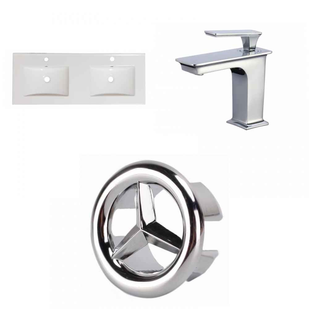 59-in. W 1 Hole Ceramic Top Set In White Color