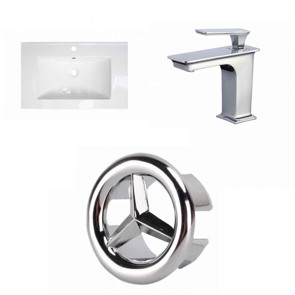 21-in. W 1 Hole Ceramic Top Set In White Color