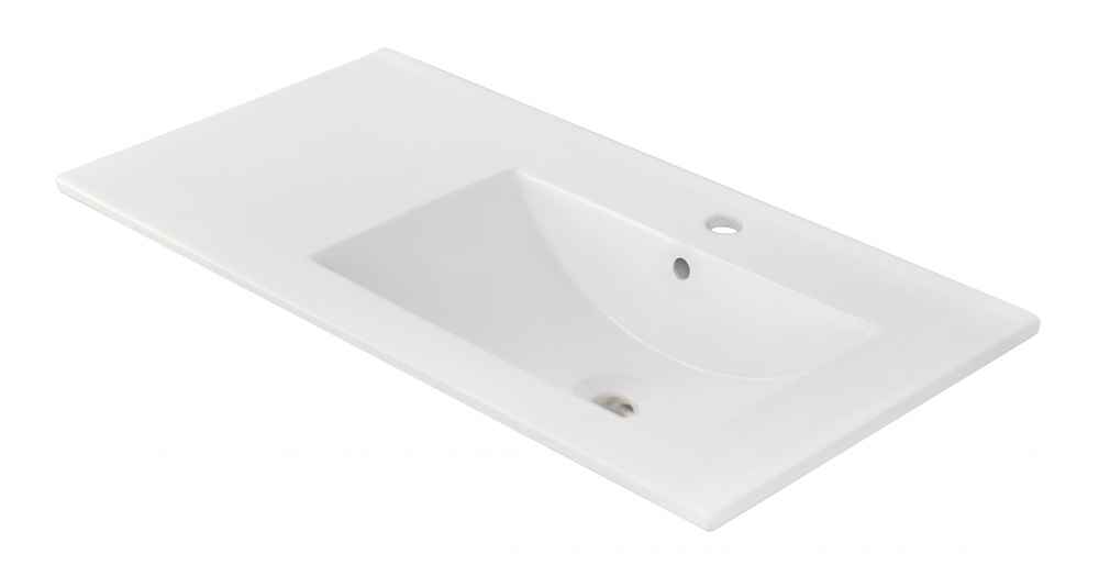 35.5-in. W 1 Hole Ceramic Top Set In White Color