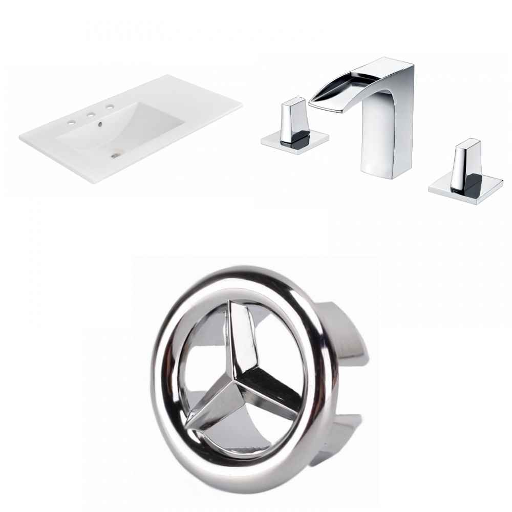 35.5-in. W 3H8-in. Ceramic Top Set In White Color