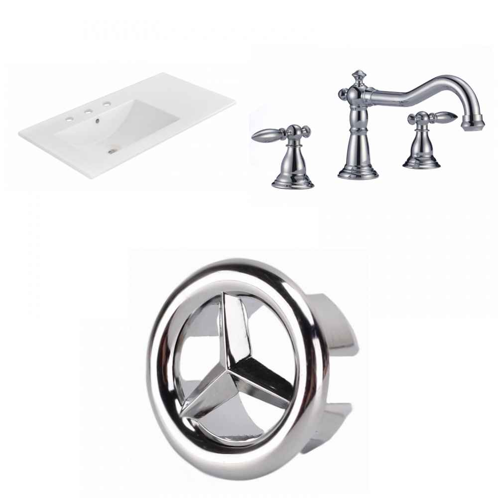 35.5-in. W 3H8-in. Ceramic Top Set In White Color