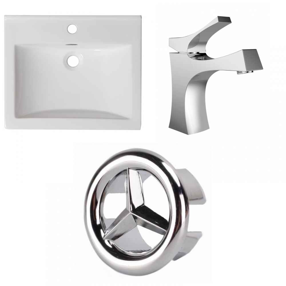 21-in. W 1 Hole Ceramic Top Set In White Color