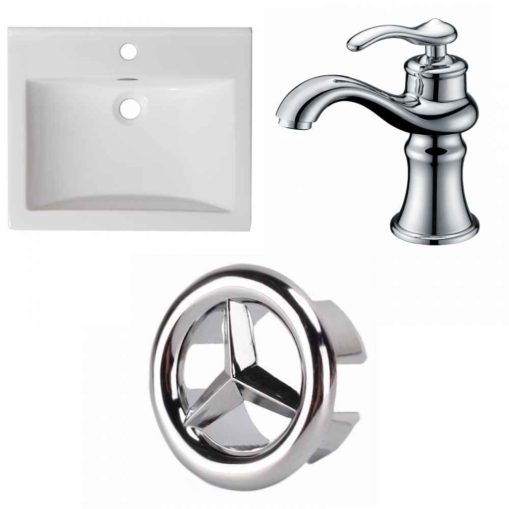 21-in. W 1 Hole Ceramic Top Set In White Color