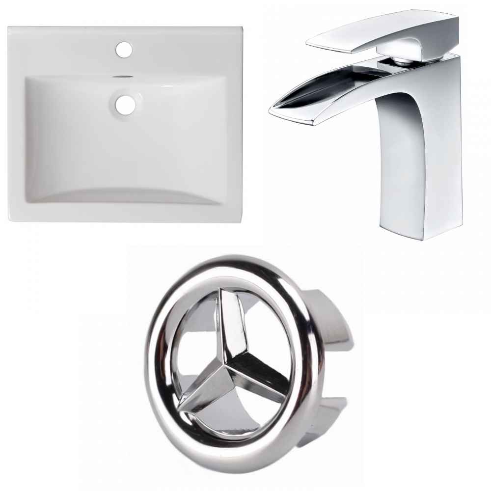 21-in. W 1 Hole Ceramic Top Set In White Color